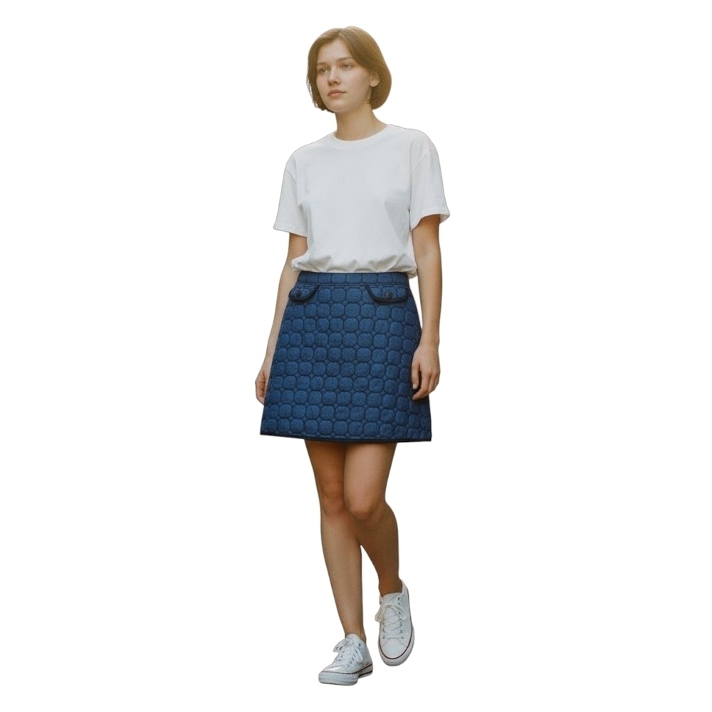 Joe Fresh Womens Size 6 Quilted Mini Skirt Navy Blue Cotton Fall Autumn Winter